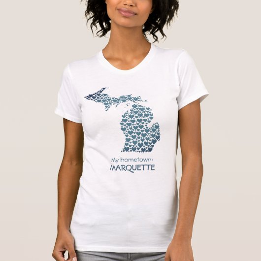 De staat Michigan Silhouette Hearts & Hometown T-shirt (Voorkant)