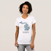 De staat Michigan Silhouette Hearts & Hometown T-shirt (Voorkant volledig)