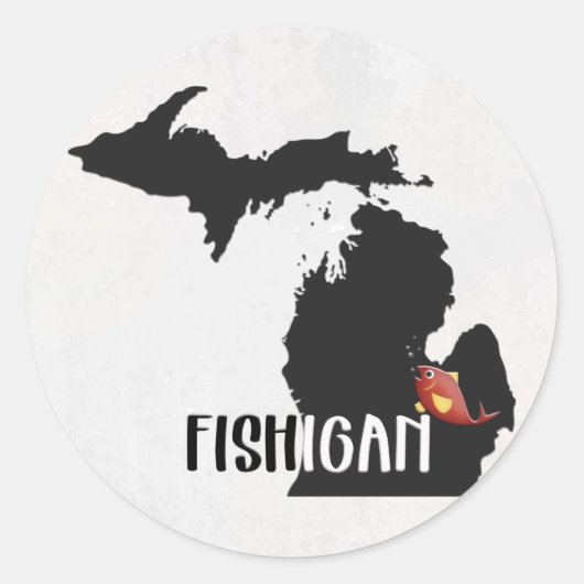 de staat Michigan sportvisserij Ronde Sticker (Voorkant)