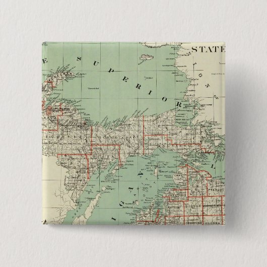 De staat Michigan Vierkante Button 5,1 Cm (Voorkant)