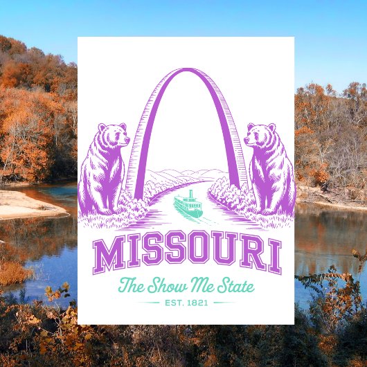 De staat Missouri is het Show Me. 1821 Beer Briefkaart