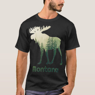 De staat Montana Moose Forest Tree Hunter Wildlife T-shirt