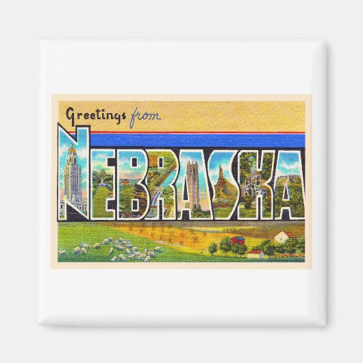 De staat Nebraska NE  groot Briefkaart Magneet (Voorkant)