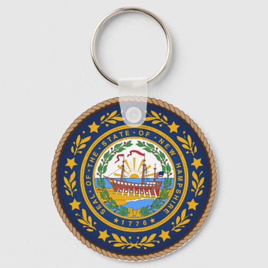 De staat New Hampshire Flag Seal Sleutelhanger (Voorkant)