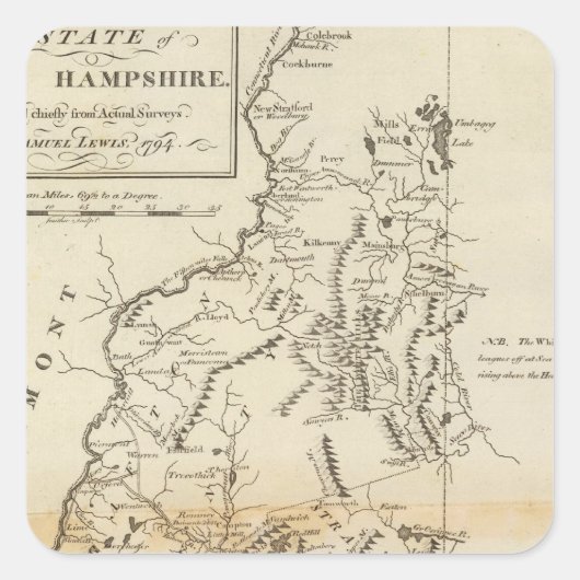 De staat New Hampshire Vierkante Sticker (Voorkant)