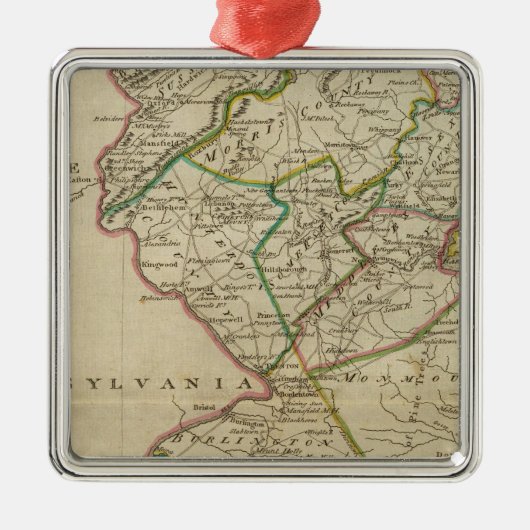 De staat New Jersey 3 Metalen Ornament (Voorkant)