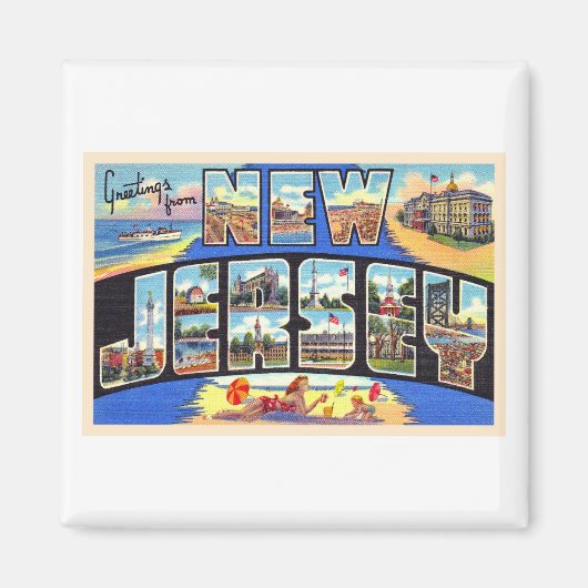 De staat New Jersey groot Briefkaart met grote le Magneet (Voorkant)