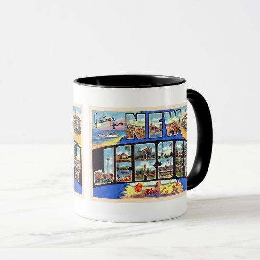 De staat New Jersey groot Briefkaart met grote le Mok (Voorkant rechts)