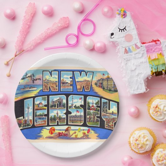 De staat New Jersey  groot Briefkaart met grote le Papieren Bordje (Feest)