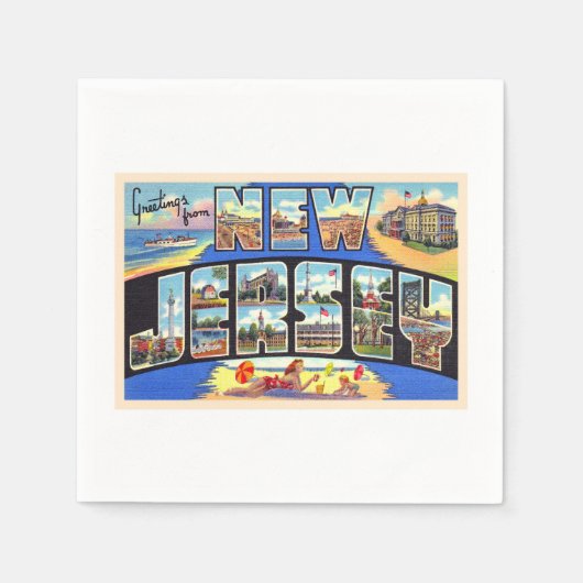 De staat New Jersey  groot Briefkaart met grote le Servet (Voorkant)