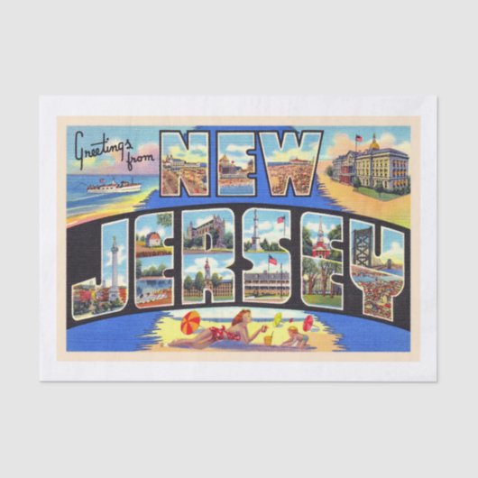 De staat New Jersey  groot Briefkaart met grote le Tissuepapier (Voorkant)