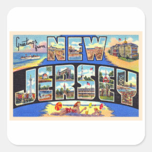 De staat New Jersey  groot Briefkaart met grote le Vierkante Sticker