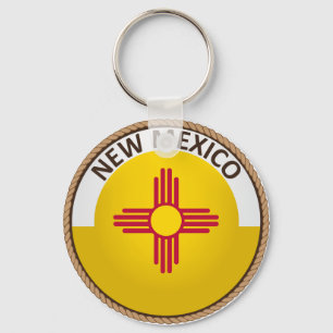 De staat New Mexico Flag Seal Sleutelhanger