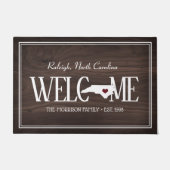 De staat North Carolina Gepersonaliseerde Woodgrai Deurmat (Voorkant)