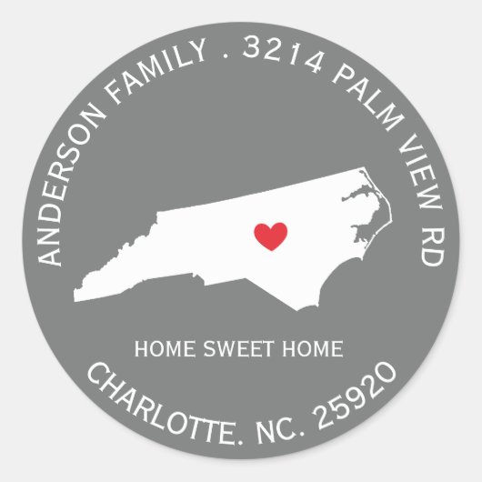 DE STAAT NORTH CAROLINA | Nieuw adreslabel Sticker (Voorkant)