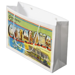 De staat Oklahoma OK Old Vintage Travel Souvenir Large Cadeautasje