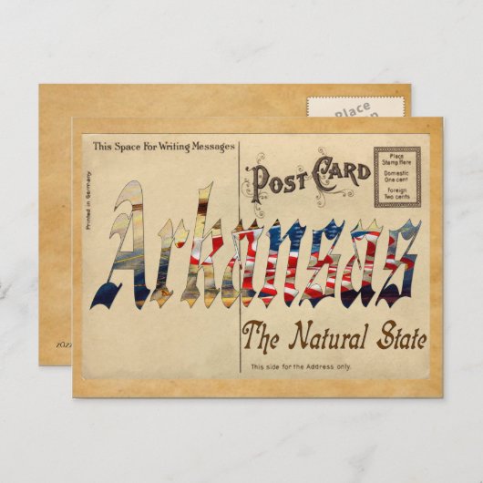 De staat Old Briefkaart Arkansas (Voorkant / Achterkant)