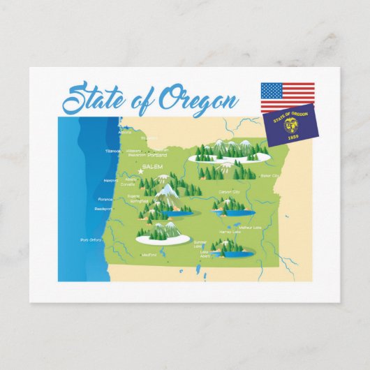 De staat Oregon Briefkaart (Voorkant)