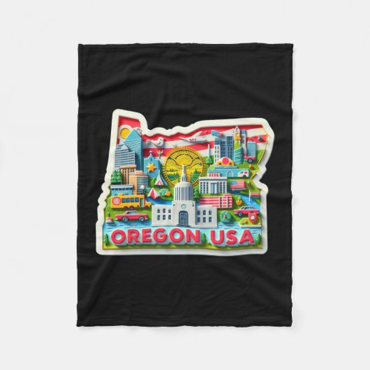 De staat Oregon in de Verenigde Staten Sticker Fleece Deken (Voorkant)