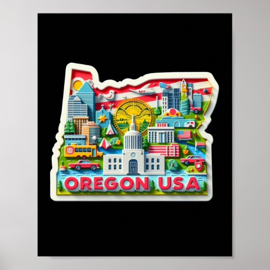 De staat Oregon in de Verenigde Staten Sticker Poster (Voorkant)