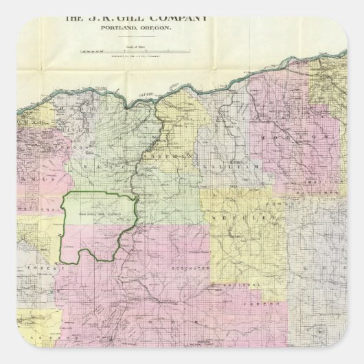 De staat Oregon Vierkante Sticker (Voorkant)