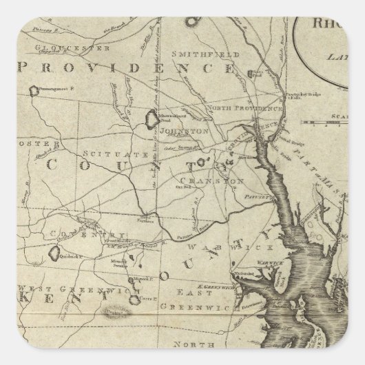 De staat Rhode Island 2 Vierkante Sticker (Voorkant)