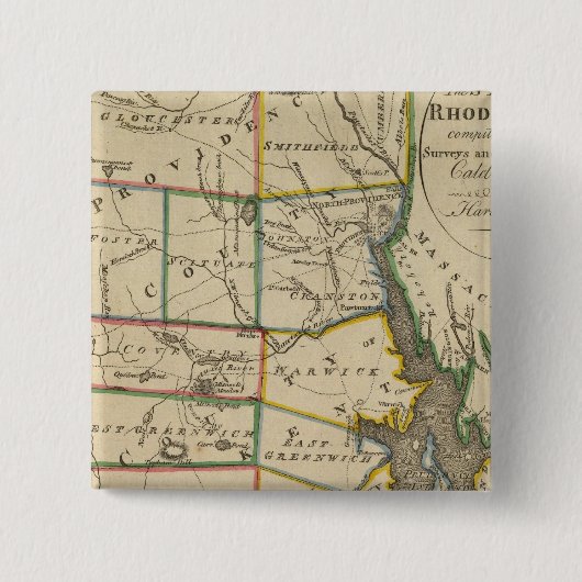 De staat Rhode Island 3 Vierkante Button 5,1 Cm (Voorkant)