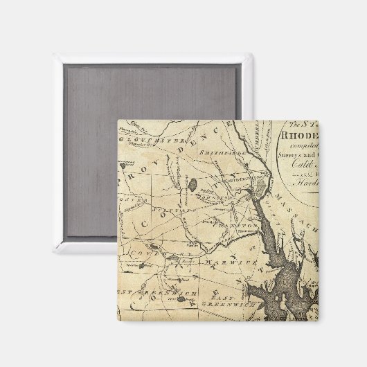 De staat Rhode Island Magneet (Voorkant / Achterkant)