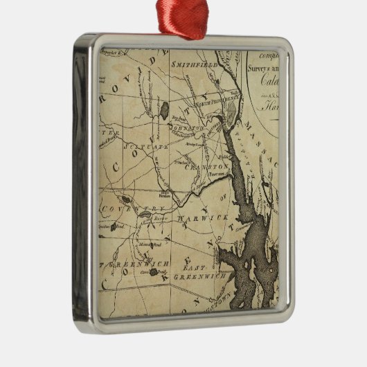 De staat Rhode Island Metalen Ornament (Rechts)