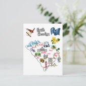 De staat South Carolina in de VS, grote steden Briefkaart (Staand voorkant)