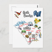 De staat South Carolina in de VS, grote steden Briefkaart (Voorkant / Achterkant)