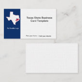 De staat Texas Logo Visitekaartje (Voorkant / Achterkant)