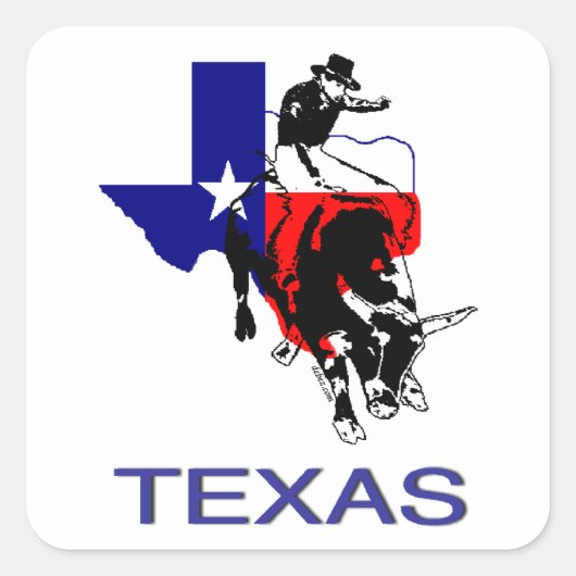 De staat Texas Rodeo Bull Rider Vierkante Sticker (Voorkant)