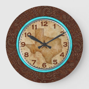 De staat Texas Round LG Wall Clock Grote Klok
