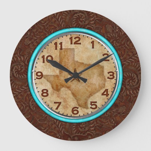 De staat Texas Round LG Wall Clock Grote Klok (Voorkant)