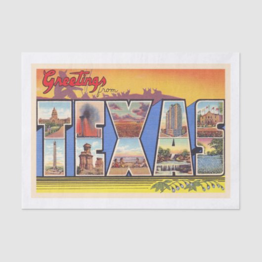 De staat Texas TX  groot Briefkaart voor Letter Tissuepapier (Voorkant)