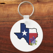 De staat Texas vlag met de staatsklok Bluebonnet Sleutelhanger (Voorkant)