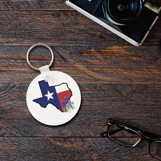 De staat Texas vlag met de staatsklok Bluebonnet Sleutelhanger