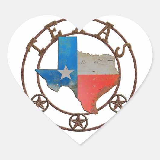 De staat Texas Wough Iron Hart Sticker (Voorkant)