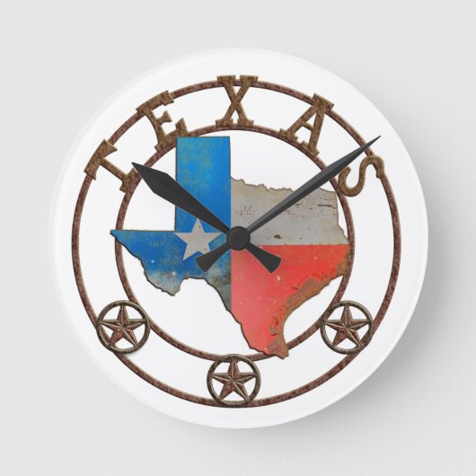 De staat Texas Wough Iron Ronde Klok (Voorkant)