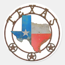 De staat Texas Wough Iron Ronde Sticker