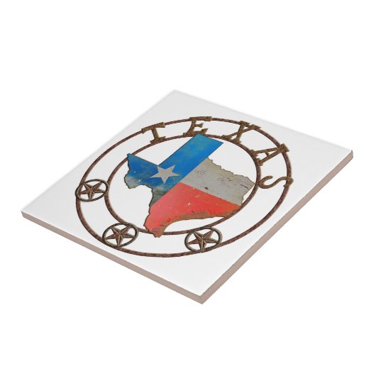 De staat Texas Wough Iron Tegeltje (Zijkant)