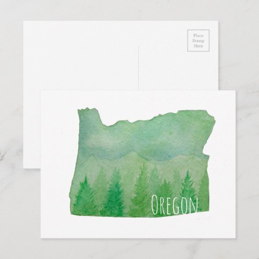 De Staat van Oregon van de waterverf Briefkaart (Voorkant / Achterkant)