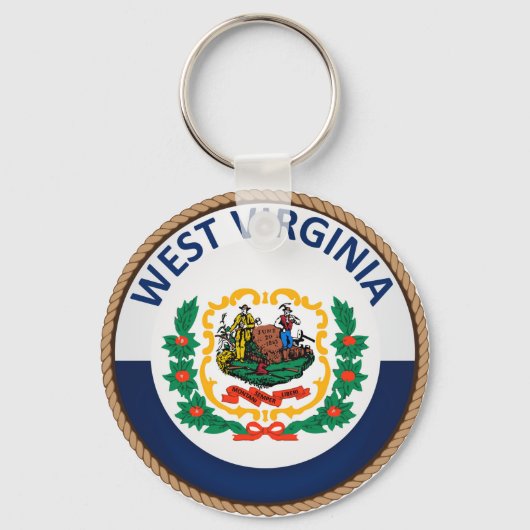 De staat West Virginia Flag Seal Sleutelhanger (Voorkant)