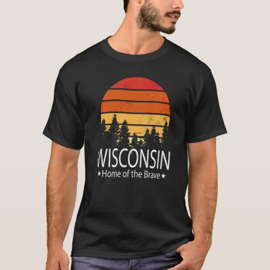 De staat Wisconsin, de thuisstad van de Brave Wisc T-shirt (Voorkant)