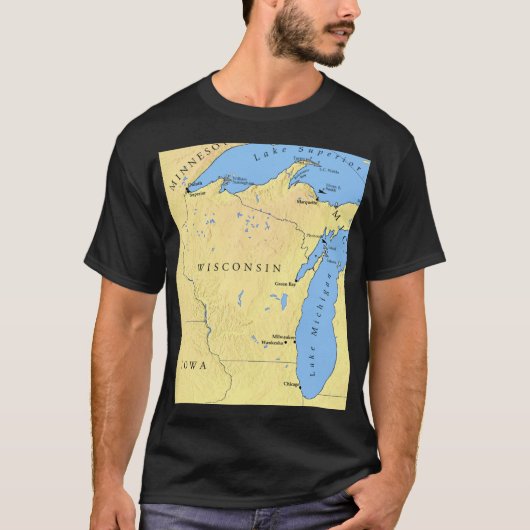 De staat Wisconsin en de Mannen van de Grote Meren T-shirt (Voorkant)