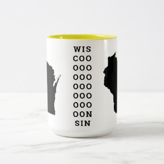 De staat Wisconsin en de staat Elongated O Tweekleurige Koffiemok