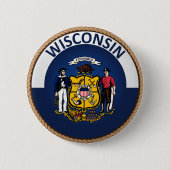 De staat Wisconsin Flag Seal Button (Voorkant)
