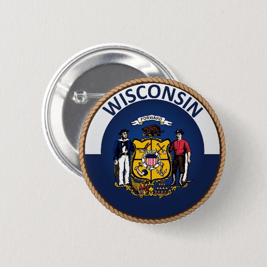 De staat Wisconsin Flag Seal Button (Voorkant /achterkant)