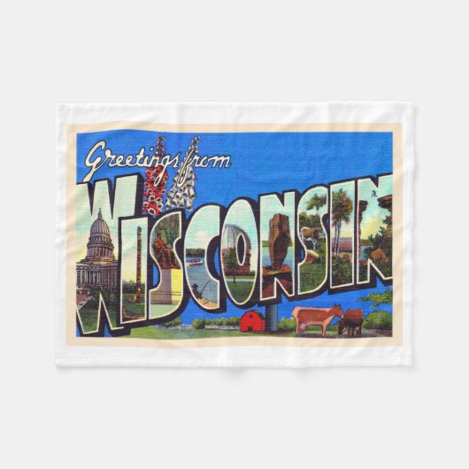 De staat Wisconsin  groot Briefkaart Fleece Deken (Voorkant (Horizontaal))